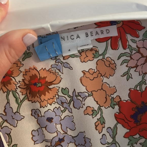 Veronica Beard Saera floral smocked mini dress size 4 - Picture 2 of 4